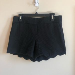 LOFT SCALLOPED TEXTURED BLACK SHORTS